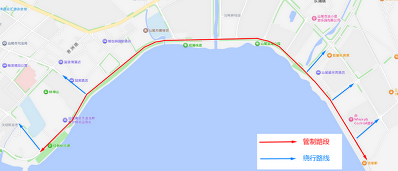 2025广东万里碧道汕尾品清湖铁人三项赛的交通管制通告(图2)